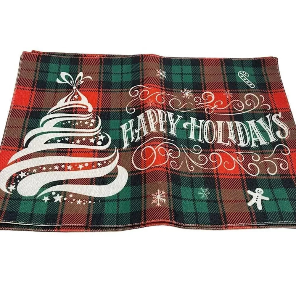 Unbranded Red &‎ Green Plaid Christmas Placemats - 6 Count